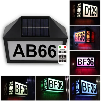 Настенный светильник на солнечной энергии с Номерами домов, Вывеска IP55, Водонепроницаемый RGB Цветной Современный Адресный Светильник для дома, Двора