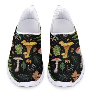 Дизайнерская обувь с фантазийными грибами для женщин, легкая повседневная обувь для прогулок в помещении и на улице для взрослых и детей, прогулочная обувь на плоской подошве, кроссовки без застежки