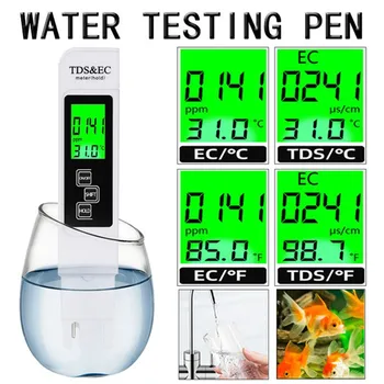 Профессиональная цифровая ЖК-ручка для тестирования воды 3 в 1 TDS EC Метр Многофункциональный Измеритель температуры чистоты воды TEMP PPM Тестер