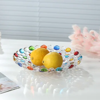 Хрустальная тарелка в горошек ~ стеклянная ваза для фруктов, большая ваза для сухофруктов, креативный поднос для конфет в европейской гостиной