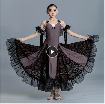 Новое платье для бальных танцев, одежда для тренировок без рукавов для девочек, костюм для соревнований по вальсу, Танго, Национальное стандартное платье для танцев