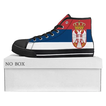 Сербский флаг, Кроссовки с высоким берцем, мужские женские парусиновые кроссовки для подростков, Сербия, Повседневная обувь для пары, обувь на заказ