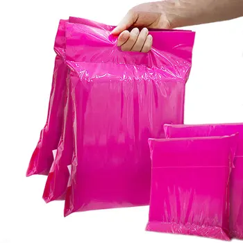 INPLUSTOP 50 шт./лот, полиэтиленовые курьерские сумки, экологичный конверт розового цвета, почтовая сумка, плотная водонепроницаемая пластиковая экспресс-сумка