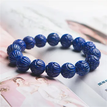 Натуральный Королевский синий браслет из Лазурита 13 мм, Женские Эластичные круглые Бусины, Ювелирные изделия из Кристаллов, ААААААА