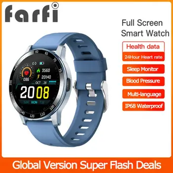 Farfi Смарт-часы Для мониторинга сердечного ритма, Настройки будильника, 1,28-дюймовый сенсорный TFT-экран, Спортивный Фитнес-трекер, Умные Беспроводные Часы