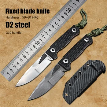 D2 Стальные Походные Ножи для Самообороны, Универсальный Нож с Фиксированным Лезвием, Тактический Охотничий нож для выживания на открытом воздухе G10