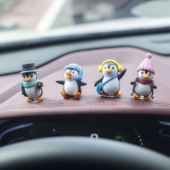 4 Мини Милые статуэтки пингвина Идеальное украшение приборной панели и подарки для офиса Автомобильные Аксессуары Аксессуары для оформления интерьера