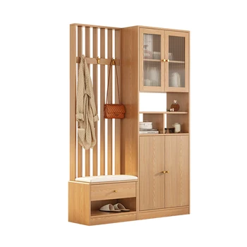 Скандинавский бытовой шкаф для перегородок на крыльце из массива дерева обувной шкаф встроенная бытовая дверь простой современный экран для гостиной