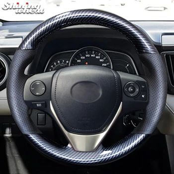 Чехол на руль из блестящего пшеничного полиуретана из углеродного волокна для Toyota RAV4 2013-2017 Corolla 2014-2017 Auris 2013-16 Scion iM 2016