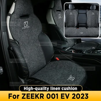 Для ZEEKR 001 EV 2023 Чехол для автокресла Four Seasons Из Дышащей льняной ткани, Защитная Накладка для подушки автокресла Спереди Подходит большинству
