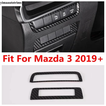 Левая центральная панель управления, головной свет, Кнопка включения лампы, Накладка для Mazda 3 2019-2022, Аксессуары из углеродного волокна для интерьера