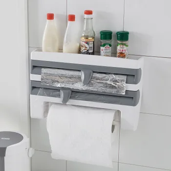 Многофункциональный кухонный Органайзер, настенный Стеллаж для хранения фольги, Диспенсер для консервирующей пленки, коробка для хранения рулонной бумаги для соуса
