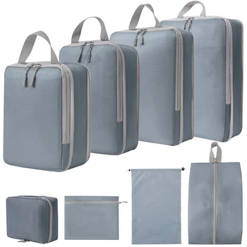 8 Упаковочных кубиков для путешествий, Органайзеры для багажа с подвесной сумкой для туалетных принадлежностей, Многофункциональные пакеты для сортировки одежды