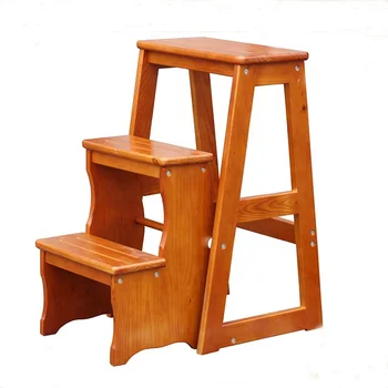бытовая многофункциональная стремянка из массива дерева, деревянный лестничный стул
