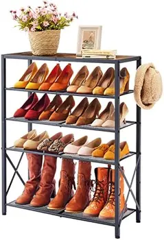 Органайзер для обуви, Промышленная Полка для обуви в прихожей шкафа, Полка для хранения обуви из металлической сетки с фиксированной рамой X-образной формы, с 2 крючками, Россия