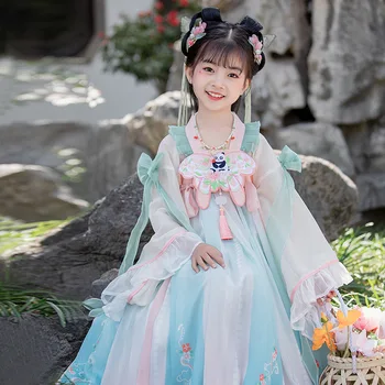 Новое китайское традиционное платье Hanfu Длинная зеленая юбка Лето Весна Улучшенный Вышитый Роскошный вечерний костюм 2023