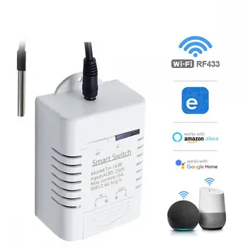 TH16 eWeLink/Tuya Smart WiFi Температурный переключатель 16A с датчиком температуры, монитор дистанционного управления, Работа с Alexa Google Home