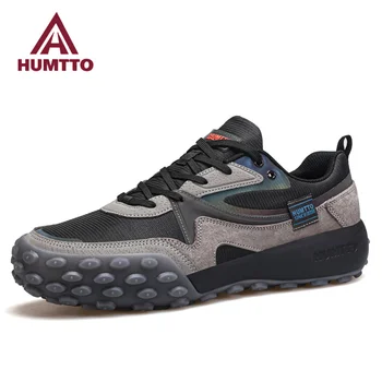 Мужская обувь HUMTTO, дышащая мужская спортивная обувь для бега, Роскошные дизайнерские кожаные повседневные мужские кроссовки, модные теннисные кроссовки