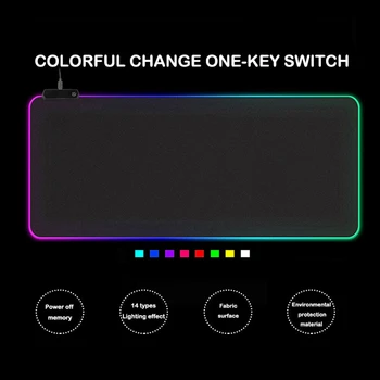 Большой Светодиодный RGB игровой коврик для мыши, компьютерный ковер, настольная клавиатура, коврик, нескользящая резиновая основа, высокое качество
