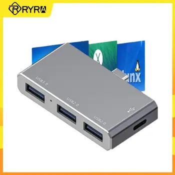 RYRA 4 В 1 Мини-Концентратор USB 3,0 Из Цинкового сплава, 4 Порта, Множественный Расширитель USB-C 2,0, Концентратор, док-станция, Разветвитель Для Портативных ПК, Компьютера