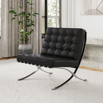 Домашнее Кресло для Гостиной Nordic Leather Single Sofa Chair Креативное Дизайнерское Кресло Barcelona Chair Мебель для Гостиной 2023