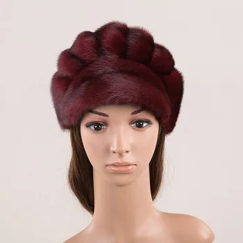 Женская шапка из натурального меха норки, женская зимняя шапка из натурального меха норки для женщин, зимние меховые шапки, топ New Fahion