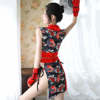 Супер Сексуальное Японское Кимоно Из Коллекции Lolita, Пижамы с V-образным вырезом, Женское Ночное Белье с Цветочным Принтом, Эротический Короткий Банный Халат Подружки Невесты