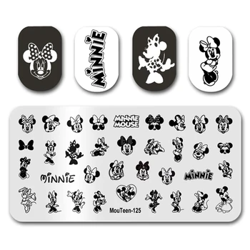 Штамп для ногтей Disney MouTeen125 с рисунком Минни Маус, пластины для ногтей, штамп King, маникюрный набор для тиснения ногтей