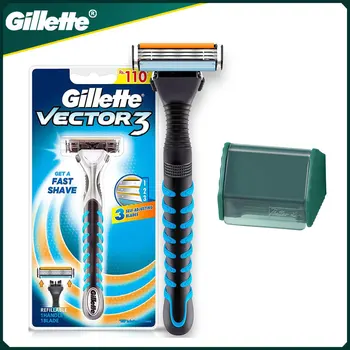 Gillette Vector 3 Руководство по технике безопасности Бритья Бритва для мужчин для Бритья бороды и удаления волос 3 датчика 1 Ручка с острыми лезвиями