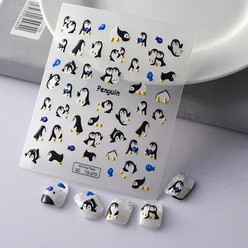 Серия животного тисненые наклейки для ногтей 5Д Пингвин шаблон ультра тонкий шарм слайдеры для маникюра наклейки на ногти советы поставок
