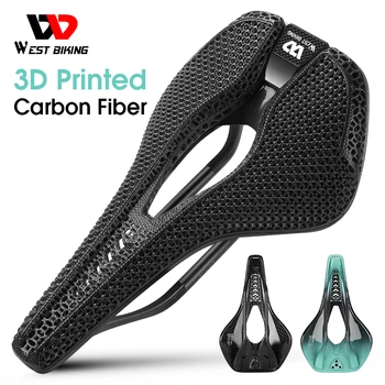 WEST BIKING 3D Печатное Карбоновое Седло из Углеродного волокна, Сверхлегкое Дышащее Гоночное Велосипедное Сиденье для MTB, Запчасти для горных Шоссейных велосипедов