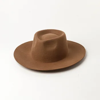 Абсолютно новая женская классическая фетровая шляпа с широкими полями, регулируемая шерстяная панама, фетровые шляпы кофейного, черного, белого, бежевого цвета