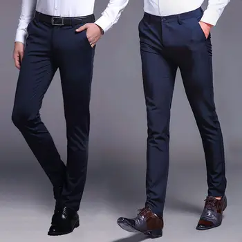 Новые умные повседневные брюки, мужские брюки-карандаш, Бермуды Masculina, Тонкие брюки для делового КОСТЮМА, Модные мужские брюки, черный