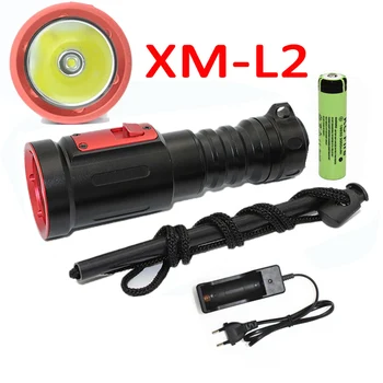 Фонарик Для Дайвинга Light Dive Torch XM-L2 Светодиодный Подводный Фонарик Водонепроницаемая Лампа Для Дайвинга lanterna + 18650 Аккумулятор + Зарядное устройство