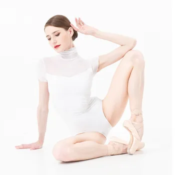 Новое балетное трико для женских тренировок, дизайн купальника, многослойное танцевальное боди с высоким воротником, одежда для выступлений балерины для взрослых