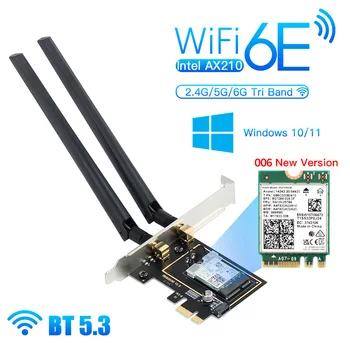 5374 Мбит/с WiFi 6E Intel AX210 Pcie Беспроводной адаптер Bluetooth 5,3 Intel ax210ngw M.2 Сетевая карта Wi Fi Windows 10 11 Для ПК