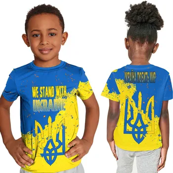 Футболка AMERICANSPOWER - МЫ ПОДДЕРЖИВАЕМ УКРАИНУ, футболка с 3D принтом, забавный топ с принтом для мальчиков и девочек, футболки с коротким рукавом, детские