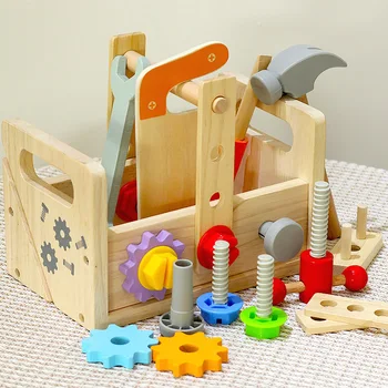 Детское деревянное Завинчивание, Инструменты для разборки гаек, Чемодан, Практические способности мальчика, Внимание ребенка к развивающим игрушкам