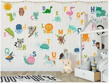 Изготовленная на заказ фреска 3d на стену в европейском стиле с изображением животных из 26 букв, обои для детской комнаты в гостиной