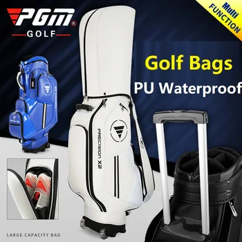 Стандартная сумка для мяча Pgm Golf Профессиональная Кожаная PU Водонепроницаемая гольф-кара Клубная подушка безопасности Большой Емкости Посылка с колесом 3 Цвета