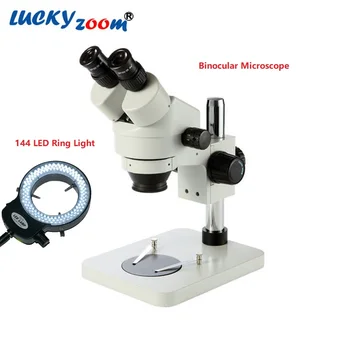 7X-45X Бинокулярный стереомикроскоп с кольцевой подсветкой 144 LED Профессиональный Ремонт телефонов Портативная Настольная подставка Microscopio с подсветкой