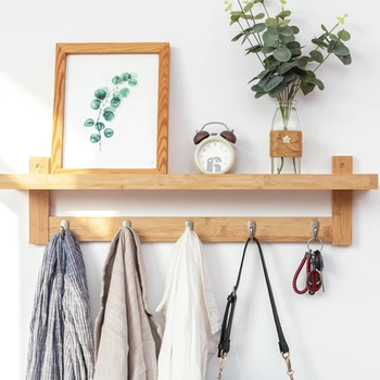 Японская вешалка для одежды, креативная многослойная вешалка для одежды, настенный стеллаж для хранения из массива дерева, устойчивая несущая мебель для спальни
