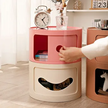 Двухслойный прикроватный шкафчик Креативная улыбка Шкаф для хранения Ins Стиль Передвижной шкафчик Мебель для гостиной