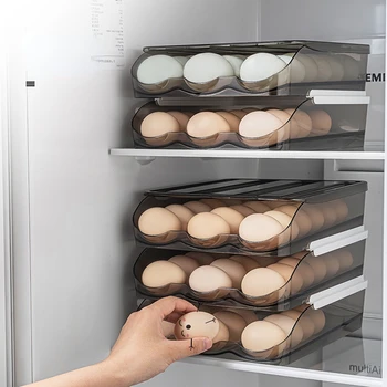 Автоматическая Перекатывающаяся коробка для яиц, многослойный стеллаж-держатель для холодильника, Коробка для хранения свежих яиц, Корзина для хранения Контейнеров, Кухонные органайзеры