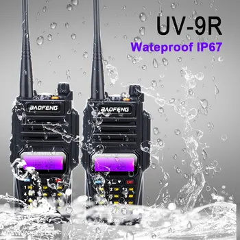2 шт UV-9R водонепроницаемая двухдиапазонная УКВ-рация baofeng uv 9r ham radio 8W 128Ch с громкой связью