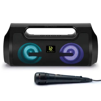 Портативный Караоке Bluetooth динамик с микрофоном Домашняя беспроводная колонка KTV Мощный TWS сабвуфер Уличный цветной бумбокс аудио радио
