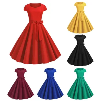 Коктейльное платье Хепберн 1950-х годов, Винтажное платье, Всесезонное Платье, Расклешенное Платье, Женский костюм для взрослых, Винтажное Повседневное Платье Для Косплея