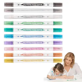 Металлические маркерные ручки 10 Цветов, двухголовочный маркер для краски, Перманентный маркер, ручка для рисования 