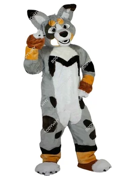 Длинный Меховой костюм Талисмана Собаки-лисы Хаски, костюмы для Косплея, Маскарадный костюм животного, Рекламный Парад, Меховой костюм для взрослых, Пушистый костюм