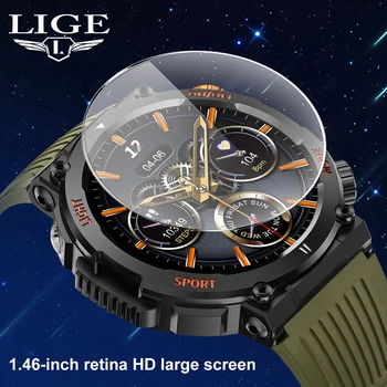 LIGE 2023 Новый Компас Смарт-Часы Для Мужчин С Полным Сенсорным экраном, Спортивные Часы для Фитнеса IP67, Водонепроницаемые Смарт-часы с Bluetooth-Вызовом, Мужские